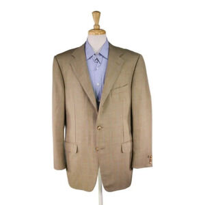 Ermenegildo Zegna Light Gold Herringbone Windowpane 3-Btn Sportcoat Blazer 44R